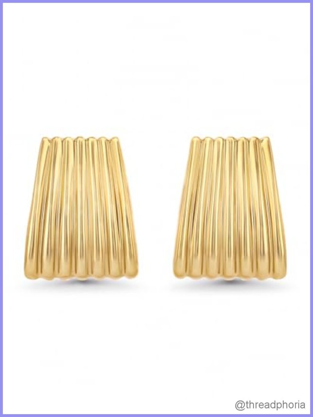 18K Gold Plated Chunky Statement Stud Earrings Handmade Rectangle Huggies